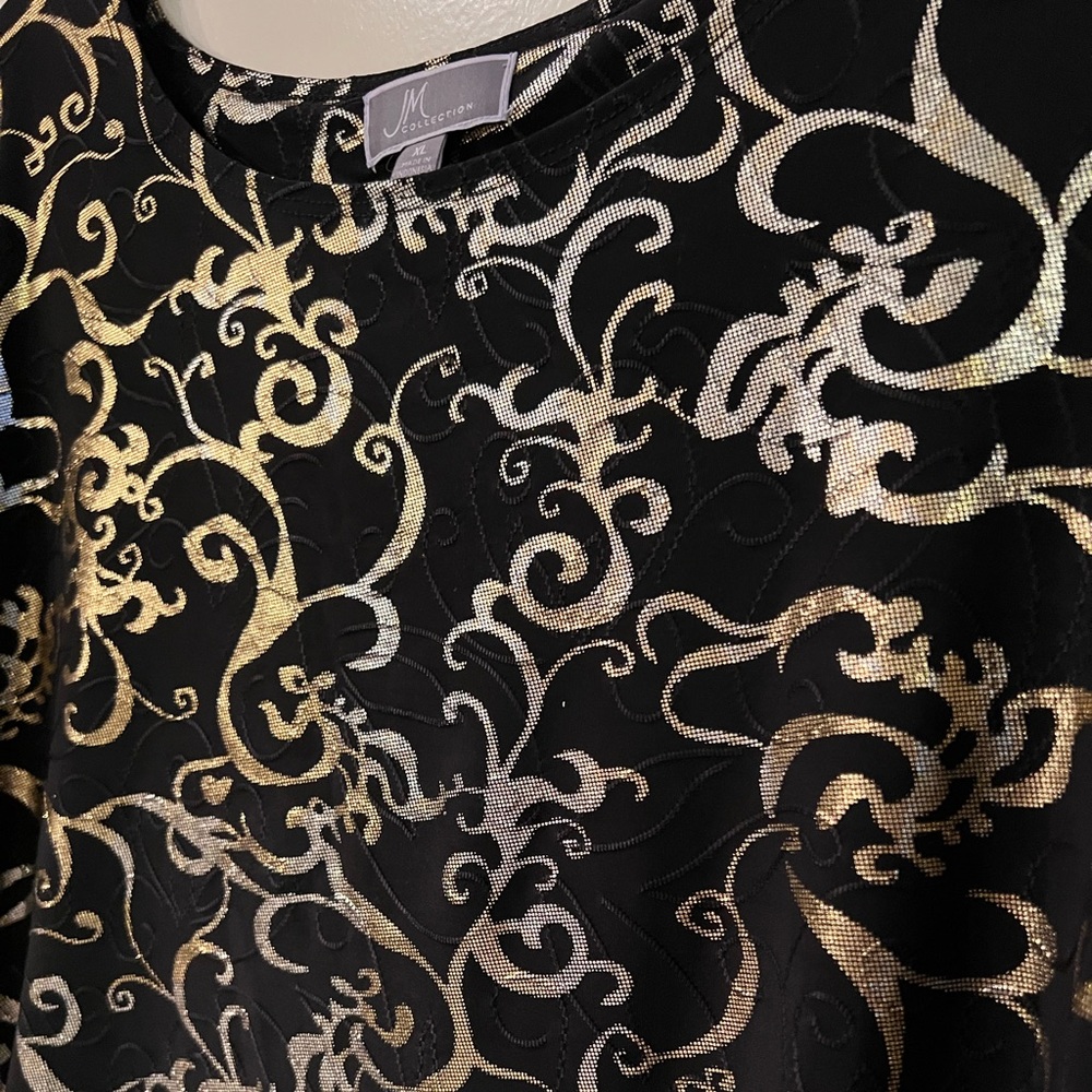 JM Collection black with golden design blouse, for the coming holidays !!! - Picture 3 of 6